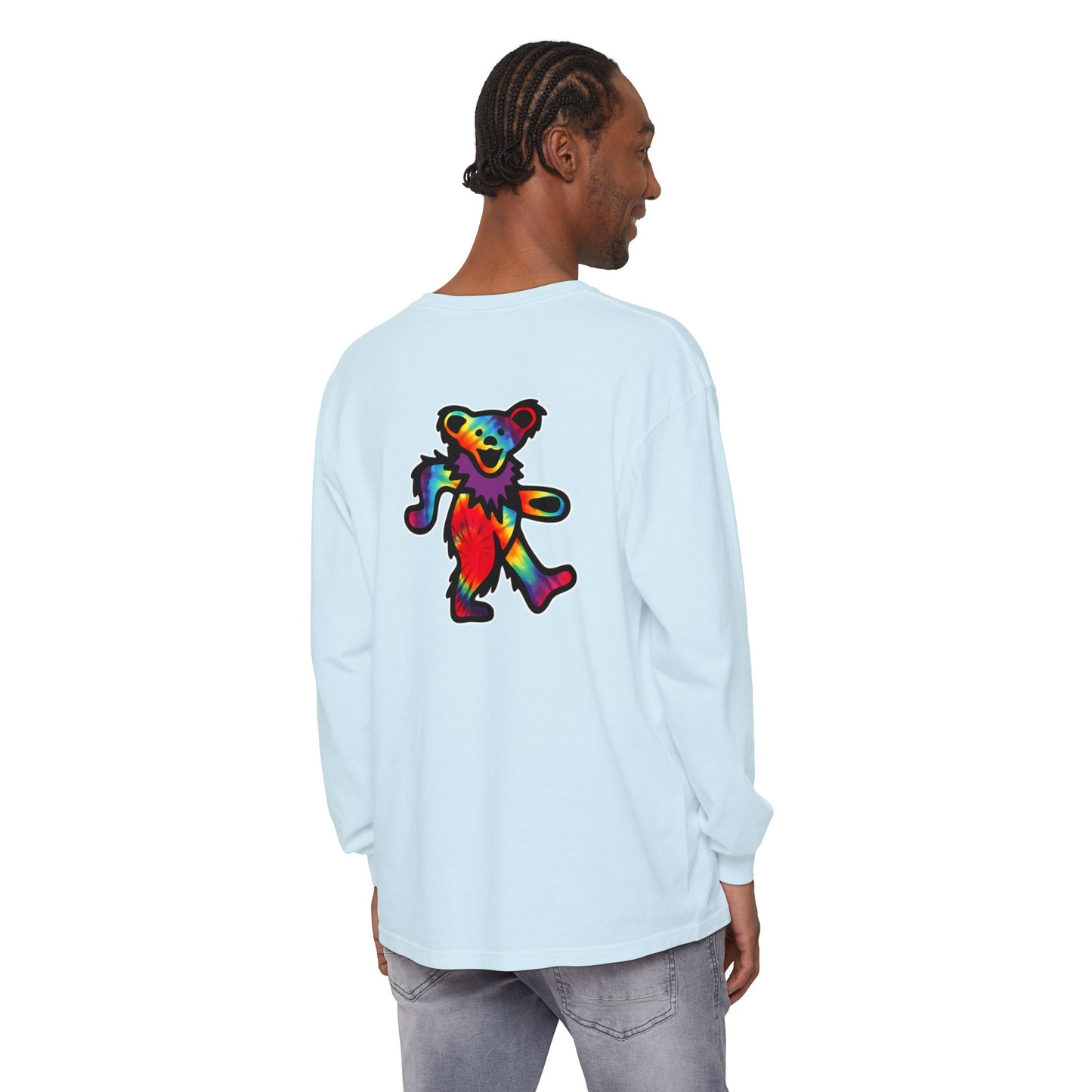 Grateful Dead Tie Dye Dancing Bear Two Sided Vineyard Collection Garment-dyed Long Sleeve T-Shirt