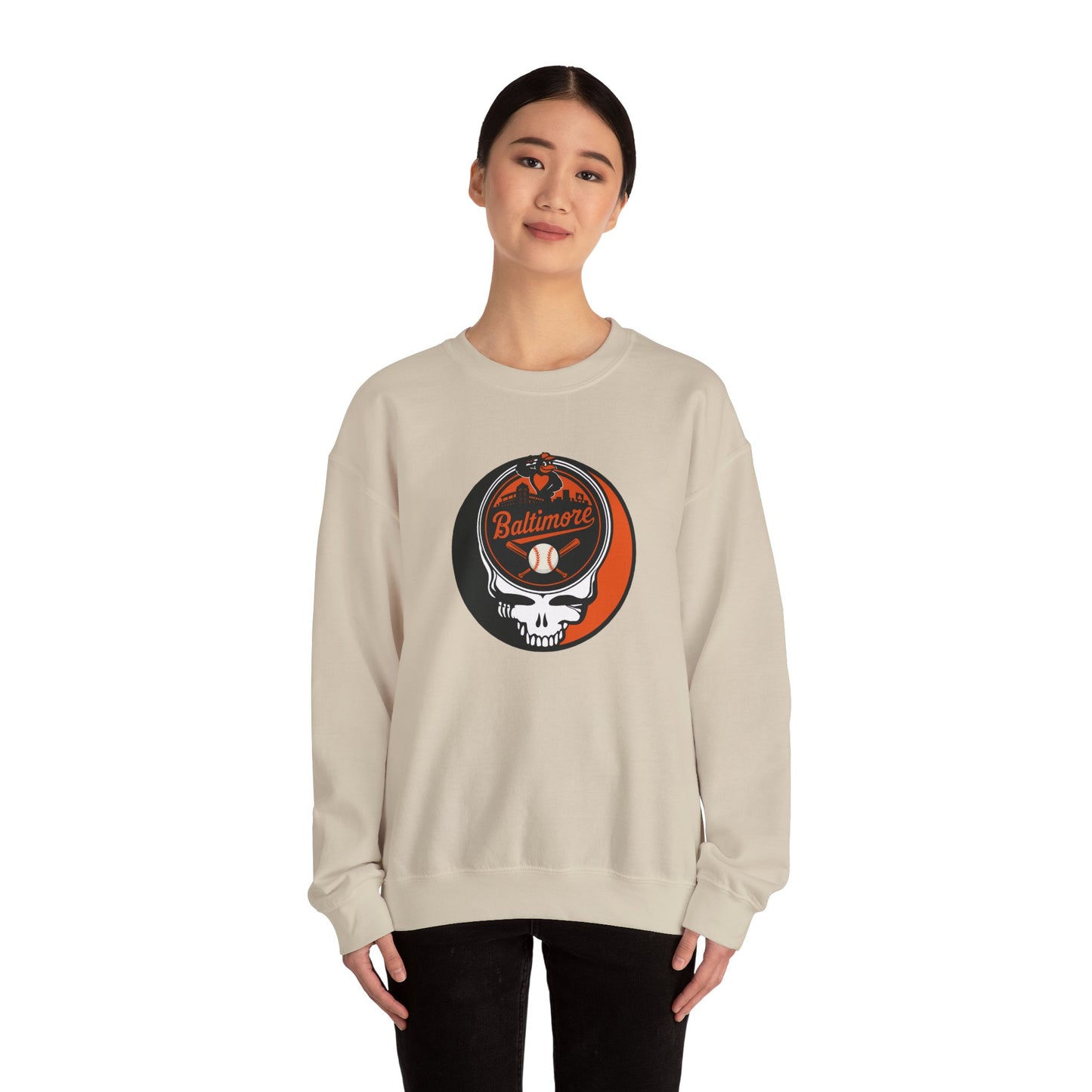 Baltimore Orioles Grateful Dead Stealie Crewneck Sweatshirt - MLB