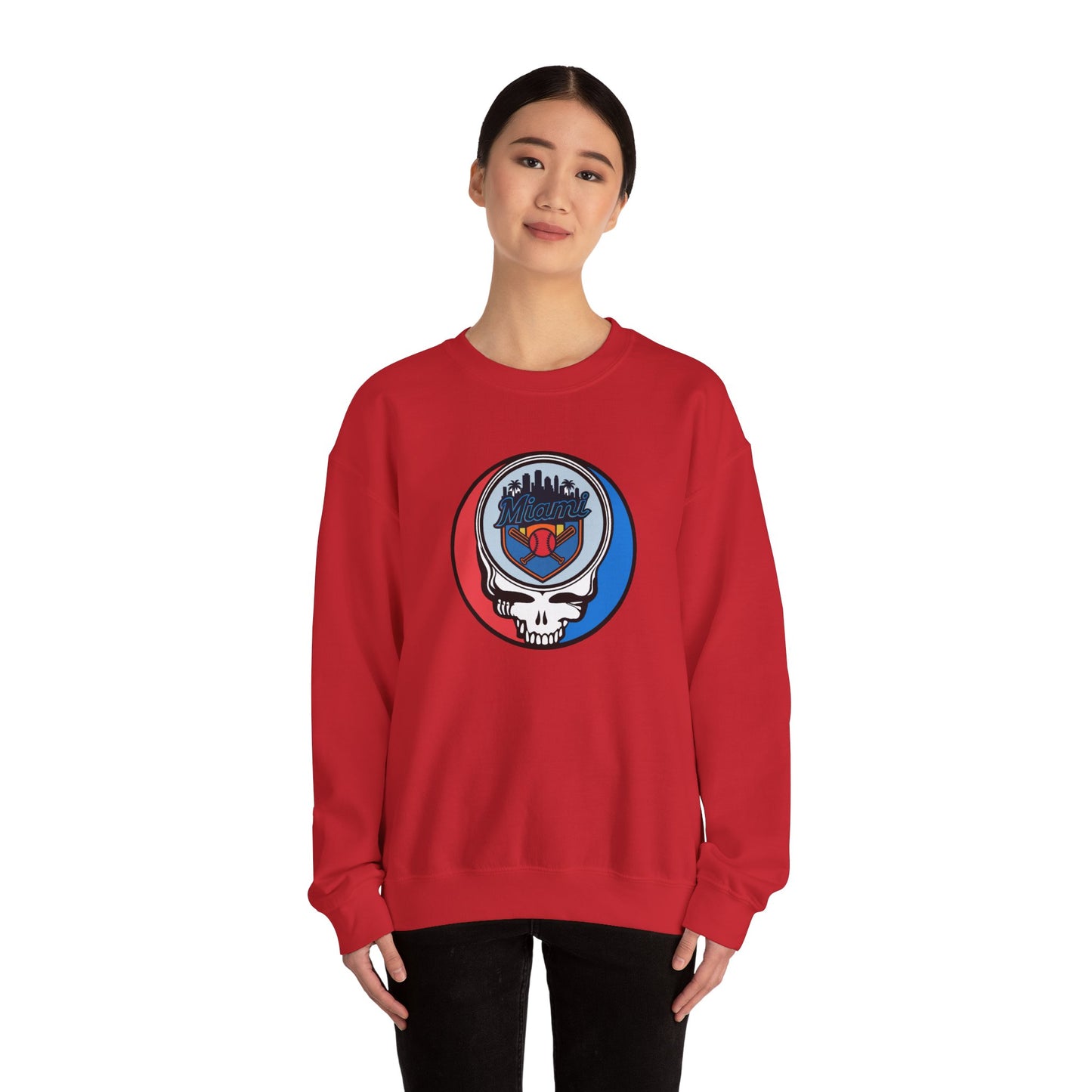 Miami Baseball Grateful Dead Stealie Crewneck Sweatshirt - MLB
