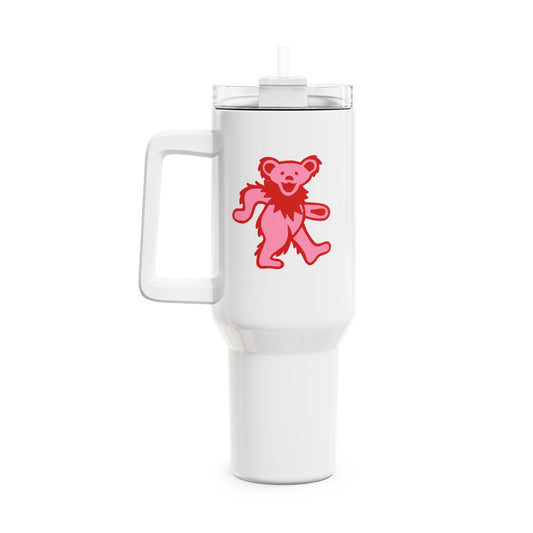 Pink Dancing Bear "Fat Man" Tumbler, Double Insulated 40oz Travel Mug