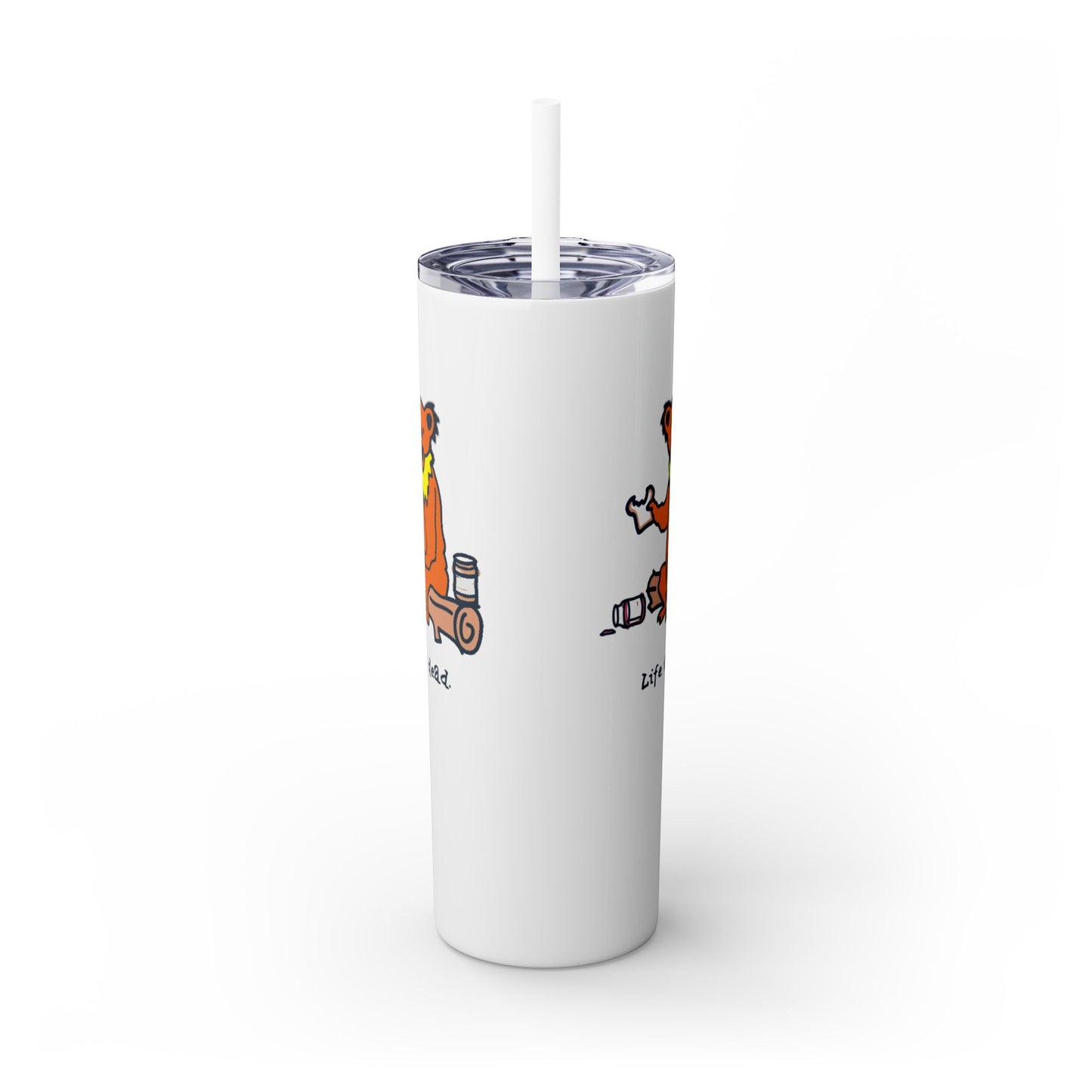 Snackin' Bear Skinny Tumbler with Straw, 20oz