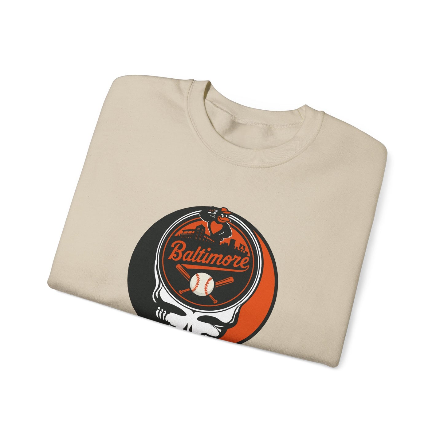 Baltimore Orioles Grateful Dead Stealie Crewneck Sweatshirt - MLB