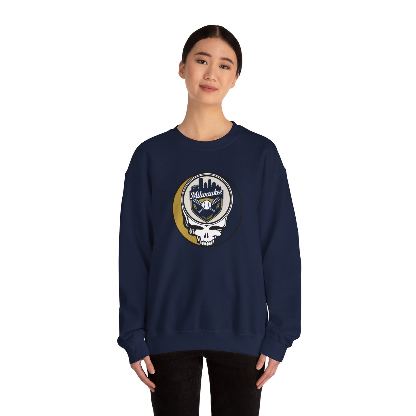 Milwaukee Baseball Stealie Grateful Dead Crewneck Sweatshirt - MLB