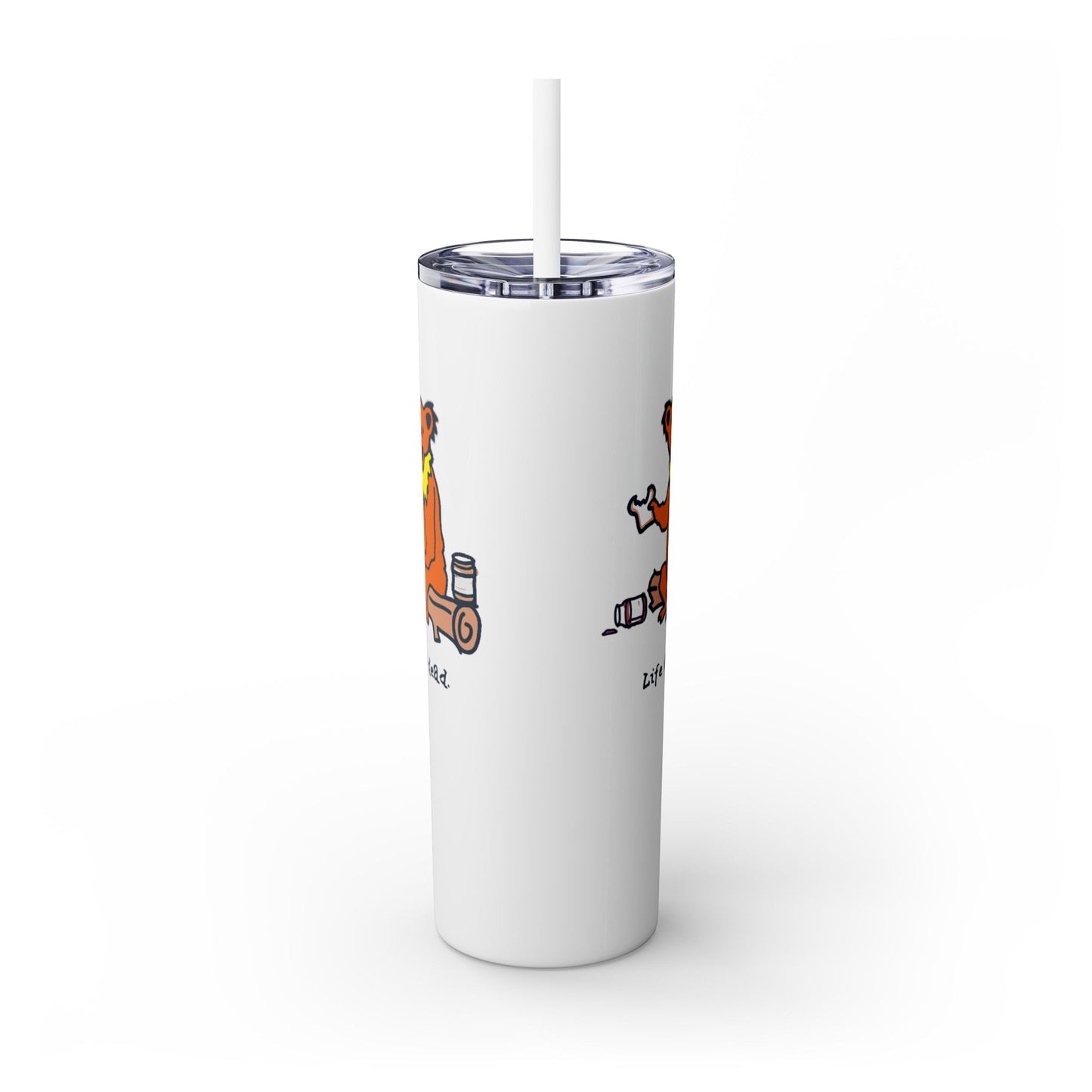 Snackin' Bear Skinny Tumbler with Straw, 20oz