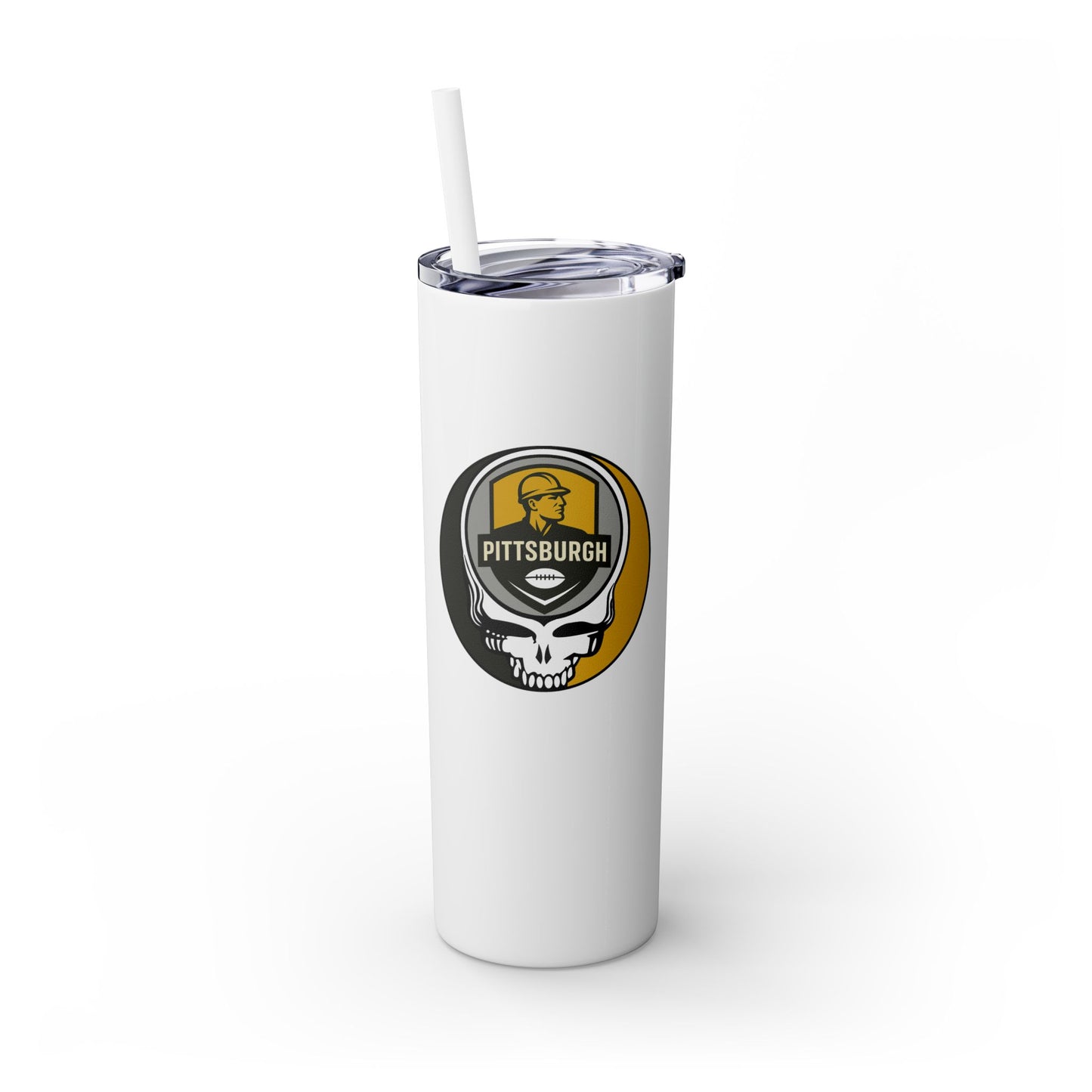 Pittsburgh Football Stealie Skinny Tumbler with Straw, 20oz - NFL