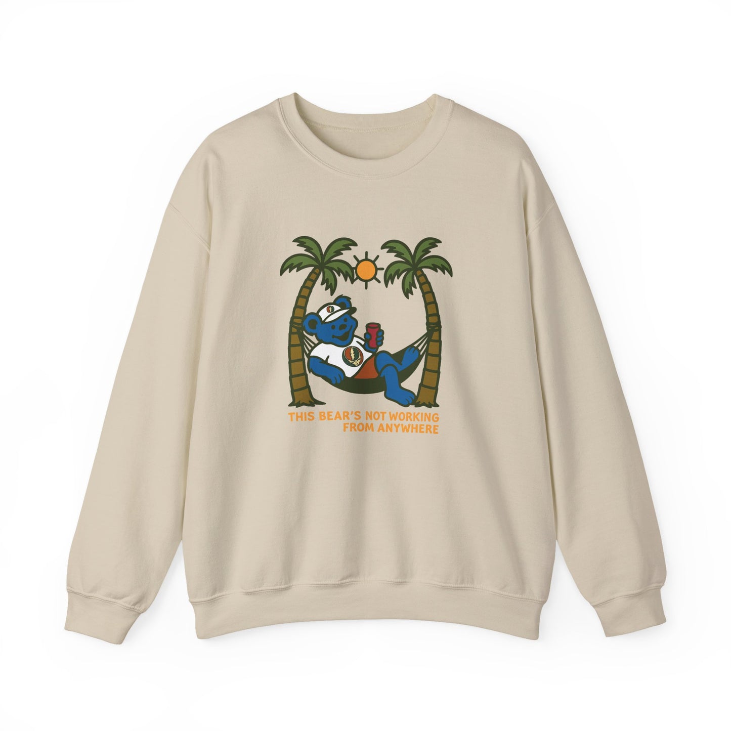 This Bear's Not Workin' From Anywhere | Life is dead. Crewneck Sweatshirt