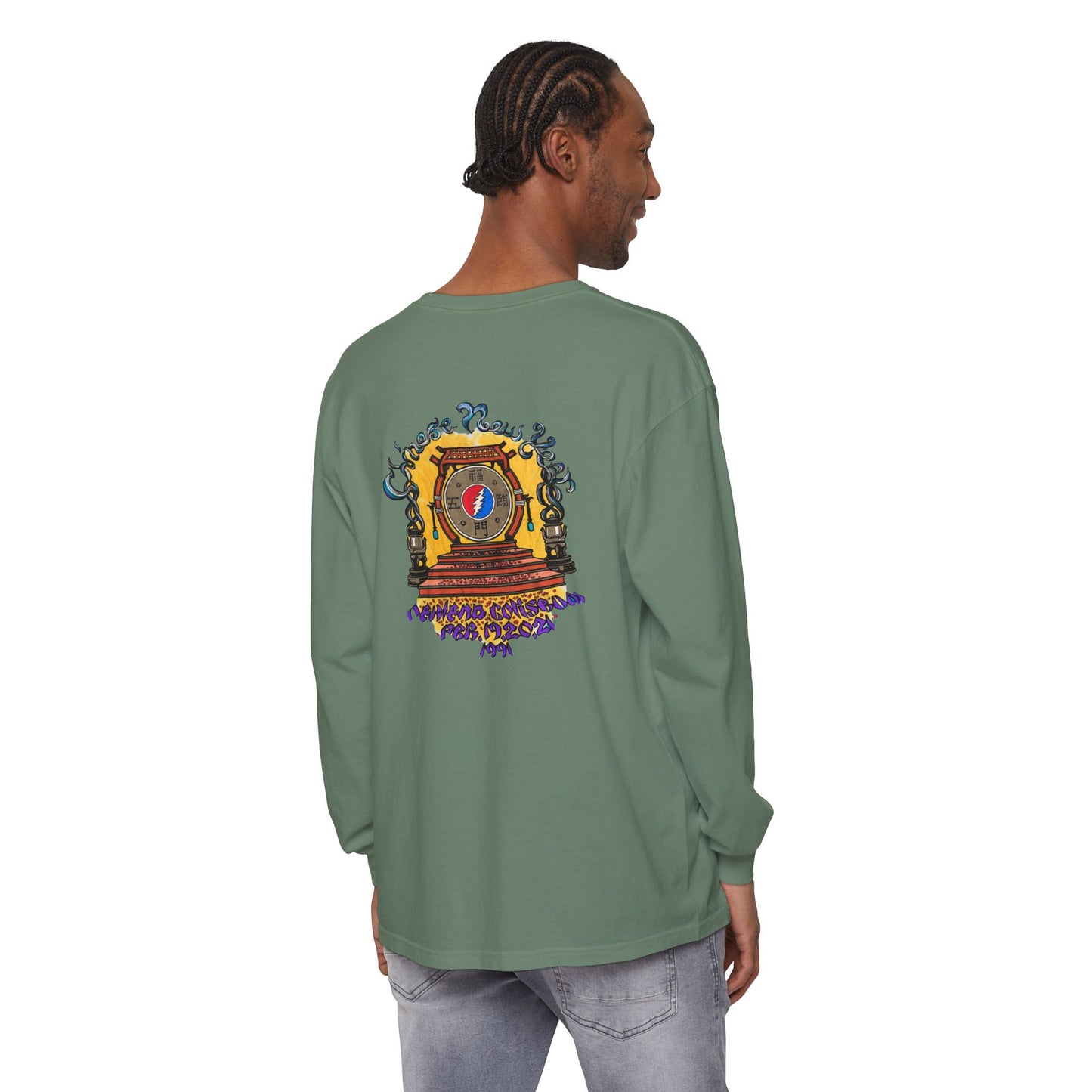 Grateful Dead Chinese New Year Concert Two-Sided Long-Sleeve Tee - Garment-dyed