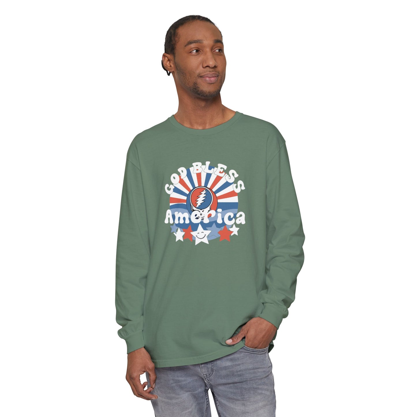 God Bless America Vineyard Collection Garment-Dyed Long Sleeve
