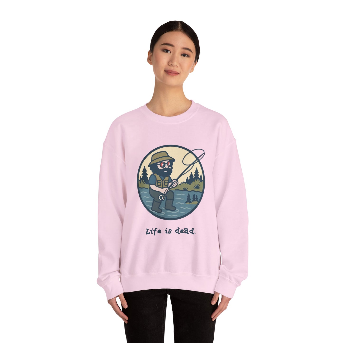 Fly Fishin' Jerry | Life is dead. Crewneck Sweatshirt