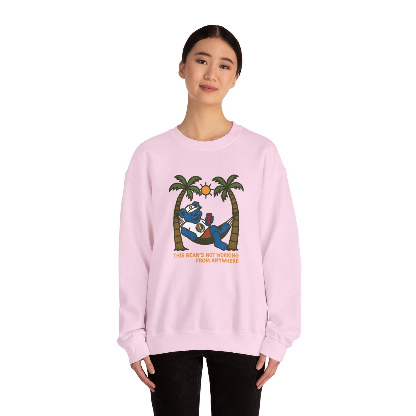 This Bear's Not Workin' From Anywhere | Life is dead. Crewneck Sweatshirt