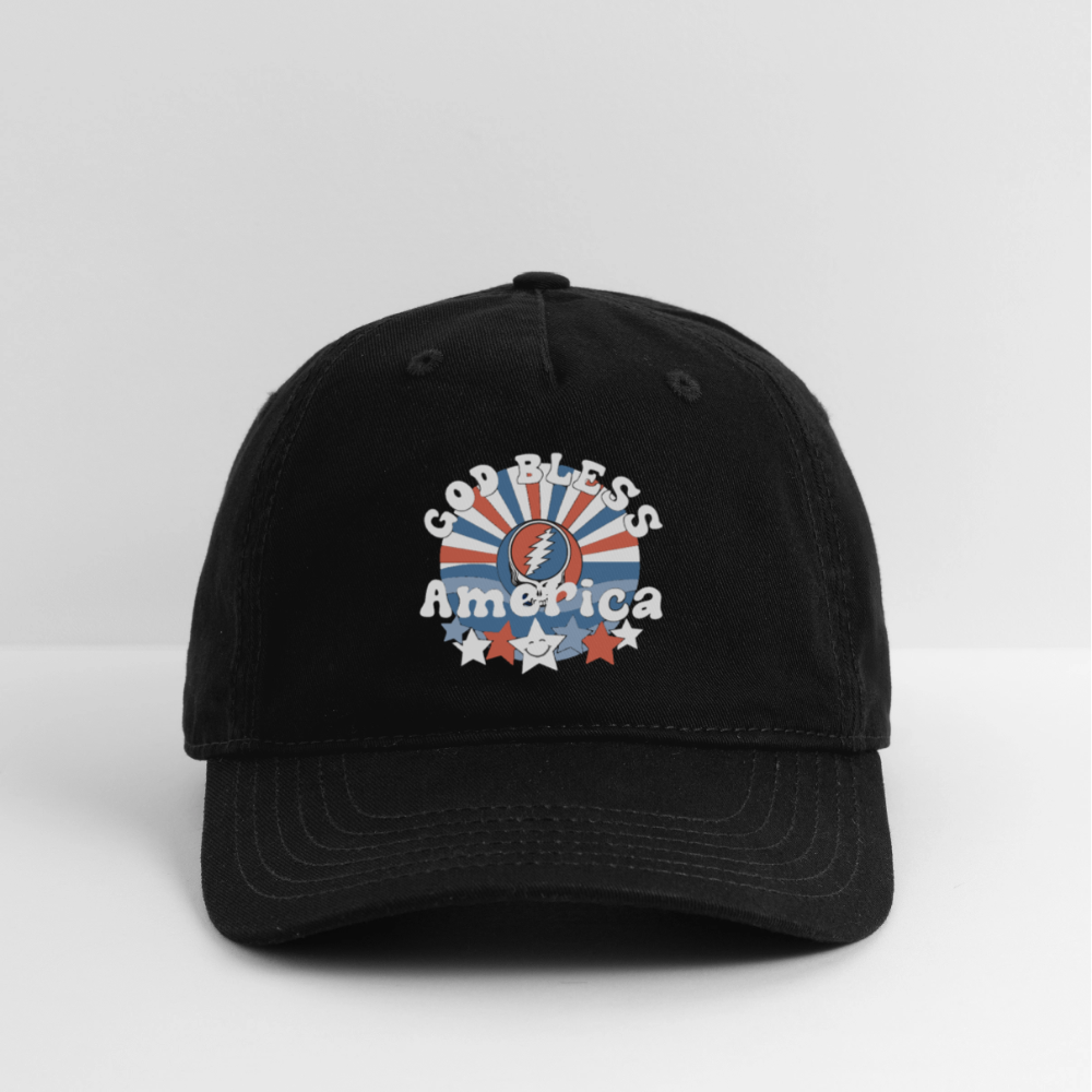 God Bless America Stealie Baseball Dad Hat - black