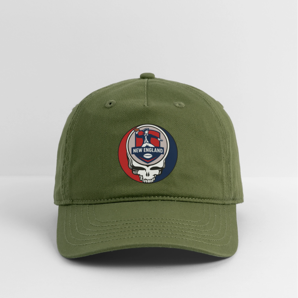 Gridiron Edition | New England Patriots Stealie Baseball Dad Hat - olive green