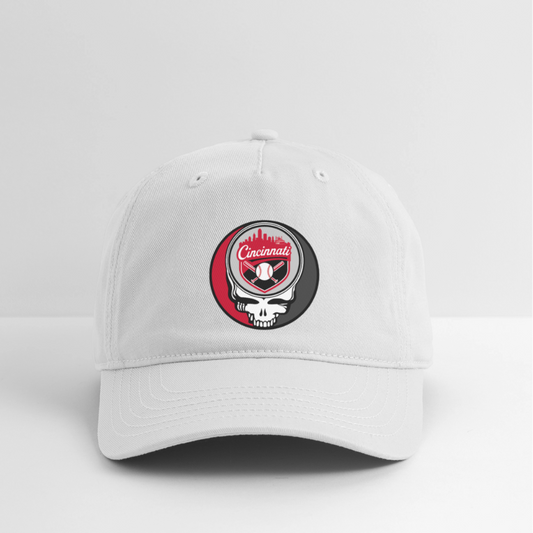 Ball Park Edition | Cincinnati Reds Stealie Baseball Dad Hat - white