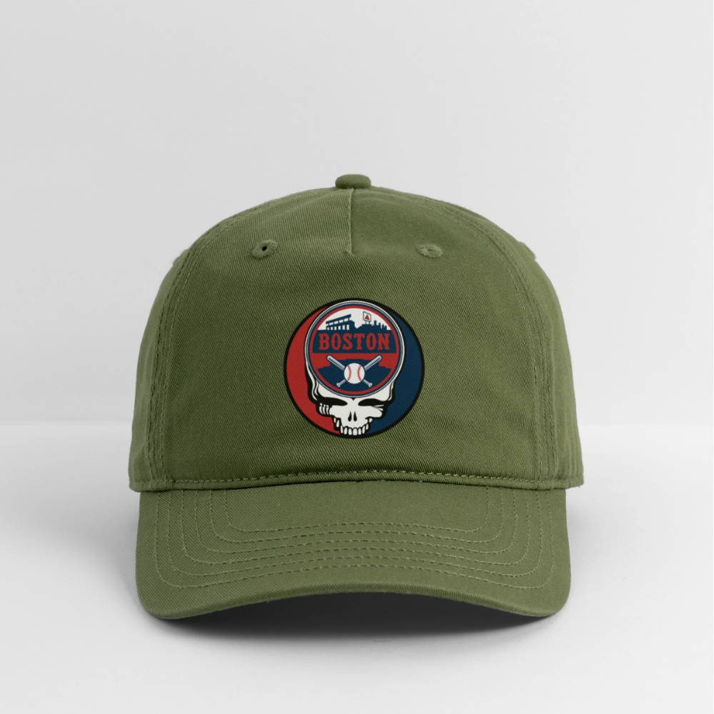 Ball Park Edition | Boston Red Sox Stealie Baseball Dad Hat - olive green