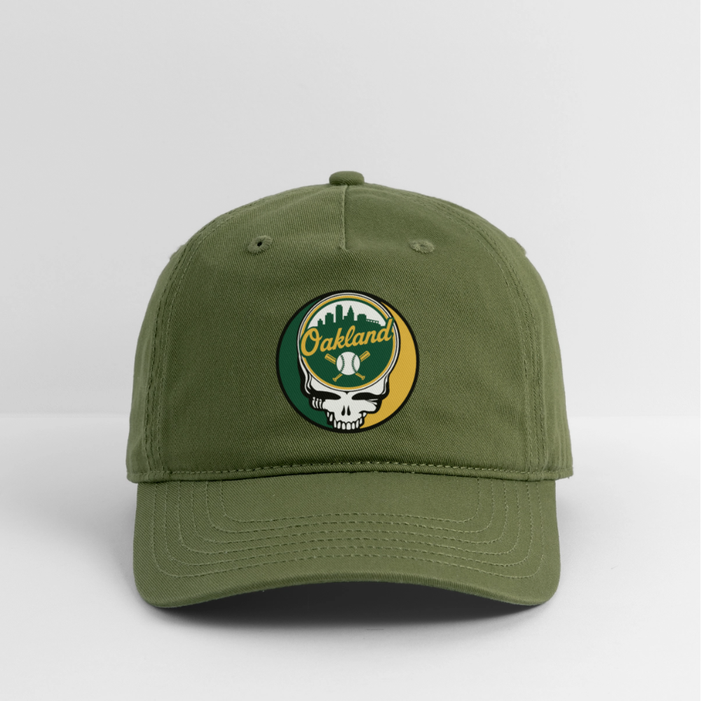 Ball Park Edition | Oakland A's Stealie Baseball Dad Hat - olive green