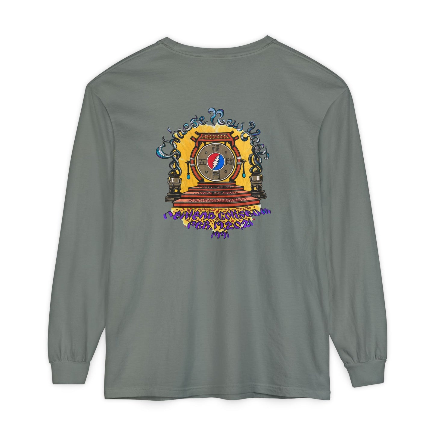 Grateful Dead Chinese New Year Concert Two-Sided Long-Sleeve Tee - Garment-dyed