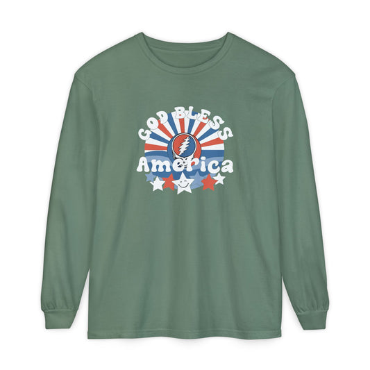 God Bless America Vineyard Collection Garment-dyed Long Sleeve T-Shirt