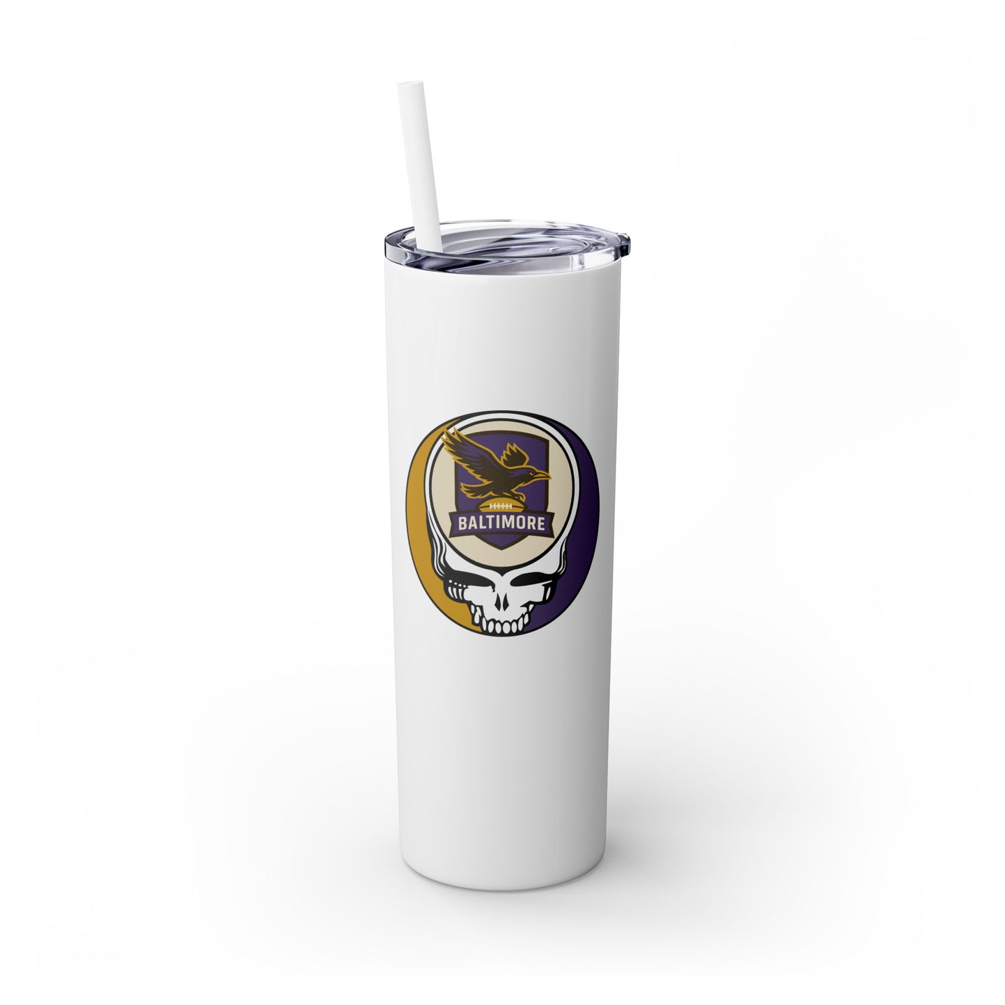 Baltimore Football Stealie Skinny Tumbler with Straw, 20oz - NFL