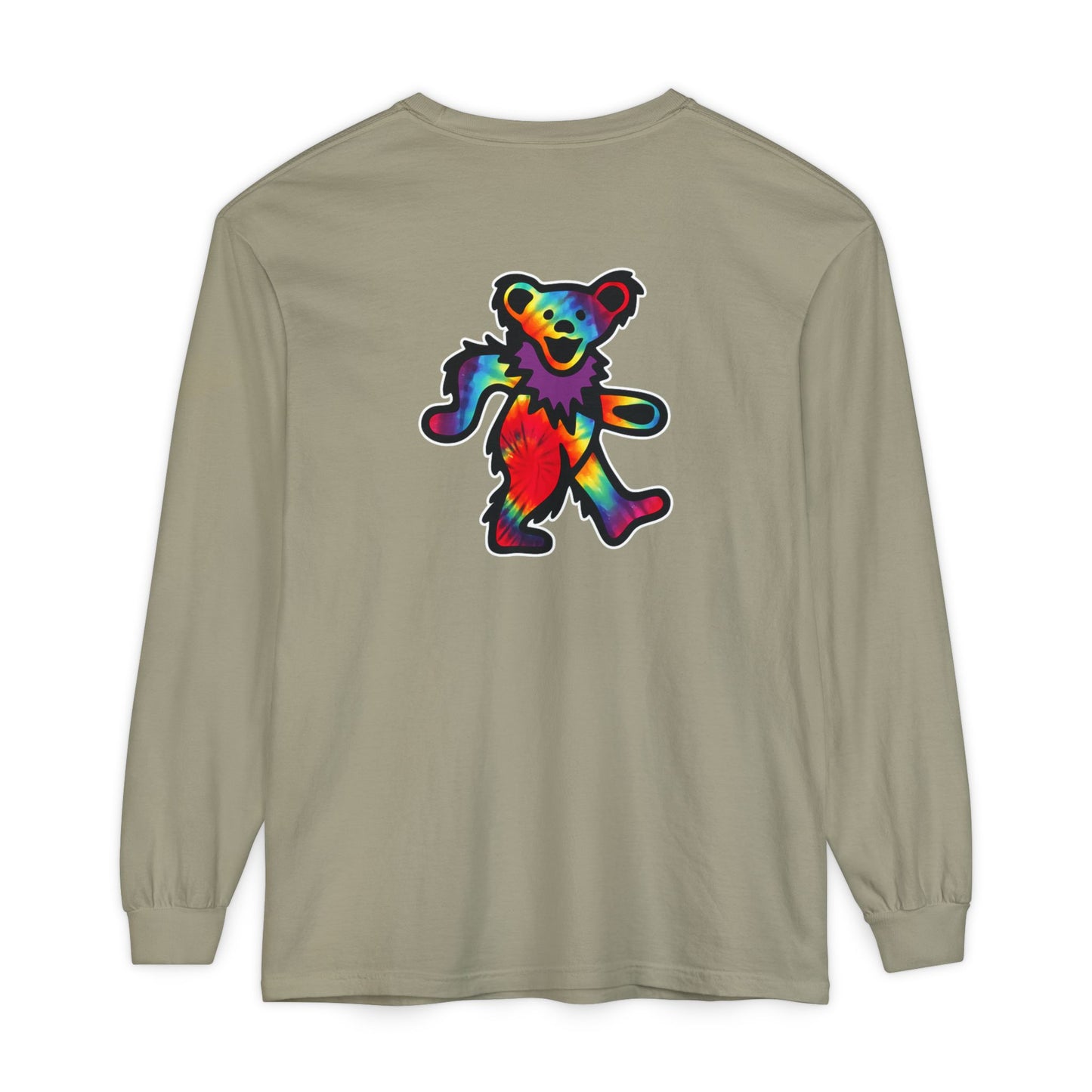 Grateful Dead Tie Dye Dancing Bear Two Sided Vineyard Collection Garment-dyed Long Sleeve T-Shirt