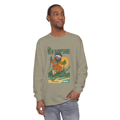 Ski New Hampshire - Life is dead. Mountain Collection Garment-Dyed Long Sleeve T-Shirt