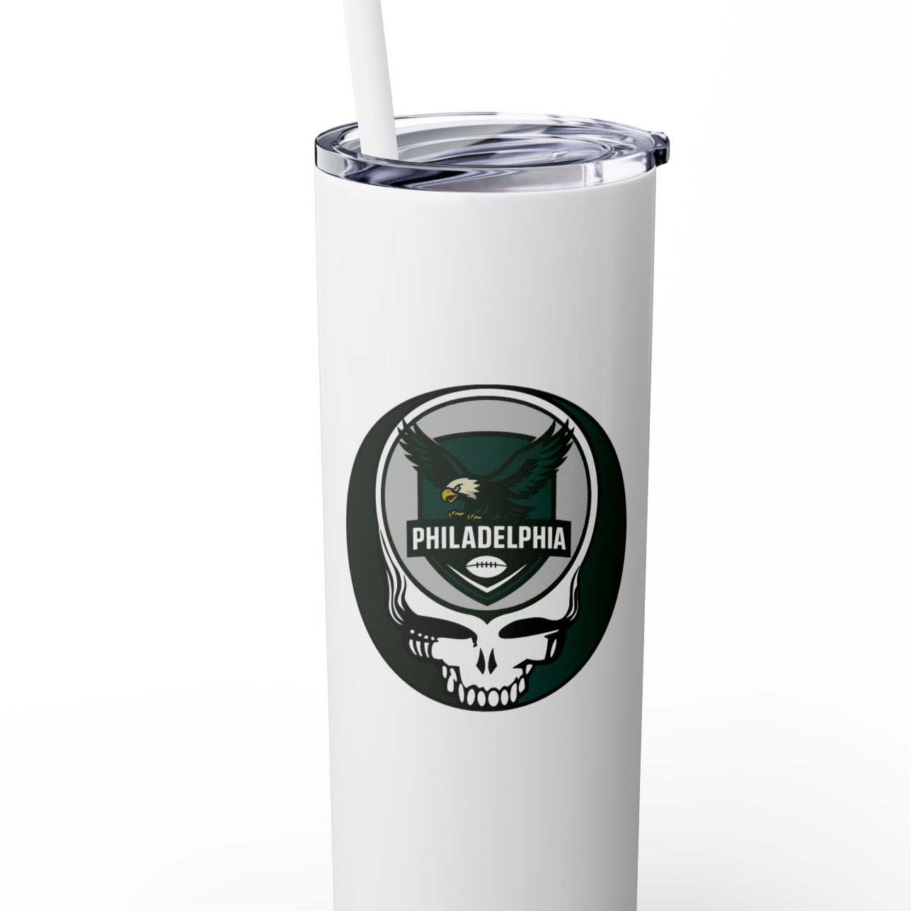 Philadelphia Football Stealie Skinny Tumbler with Straw, 20oz - NFL