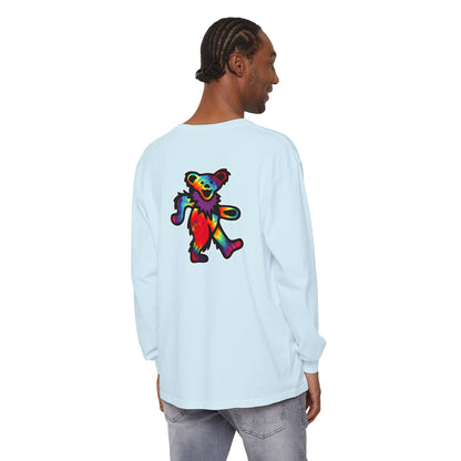 Grateful Dead Tie Dye Dancing Bear Two Sided Vineyard Collection Garment-dyed Long Sleeve T-Shirt
