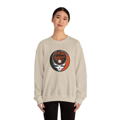Baltimore Orioles Grateful Dead Stealie Crewneck Sweatshirt - MLB