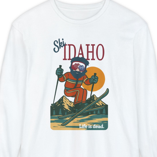 Ski Idaho - Life is dead. Mountain Collection Garment-Dyed Long Sleeve T-Shirt
