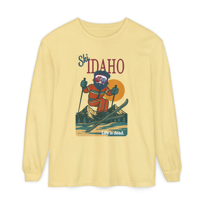 Ski Idaho - Life is dead. Mountain Collection Garment-Dyed Long Sleeve T-Shirt