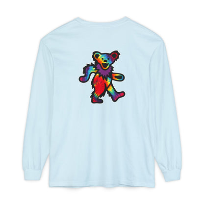 Grateful Dead Tie Dye Dancing Bear Two Sided Vineyard Collection Garment-dyed Long Sleeve T-Shirt