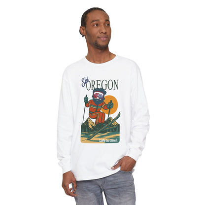 Ski Oregon - Life is dead. Mountain Collection Garment-Dyed Long Sleeve T-Shirt