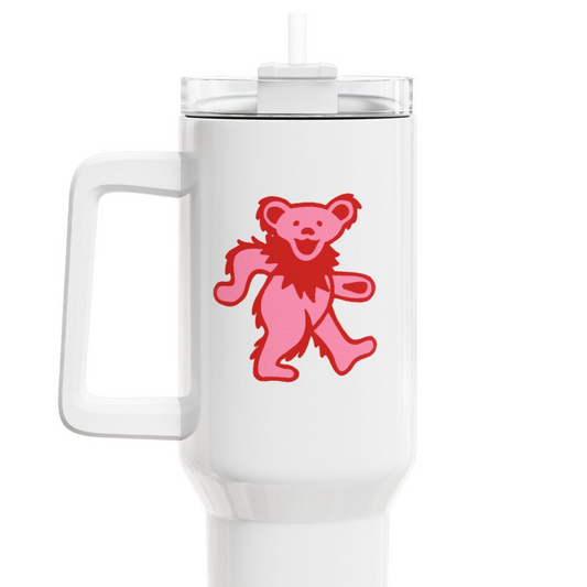 Pink Dancing Bear "Fat Man" Tumbler,  Double Insulated 40oz Travel Mug