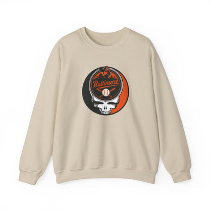 Baltimore Orioles Grateful Dead Stealie Crewneck Sweatshirt - MLB