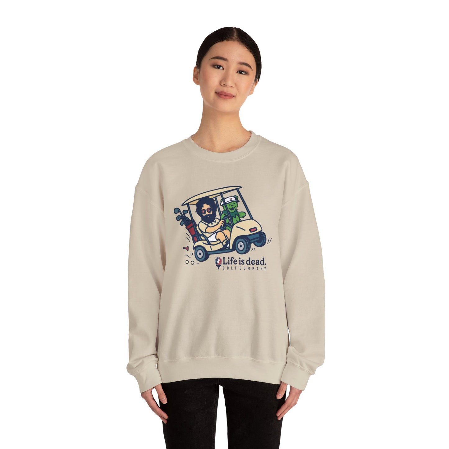 Joy Ridin' Jerry and The Bear | Life is dead. Crewneck Sweatshirt