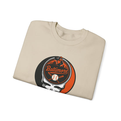 Baltimore Orioles Grateful Dead Stealie Crewneck Sweatshirt - MLB