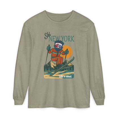 Ski New York - Life is dead. Mountain Collection Garment-Dyed Long Sleeve T-Shirt