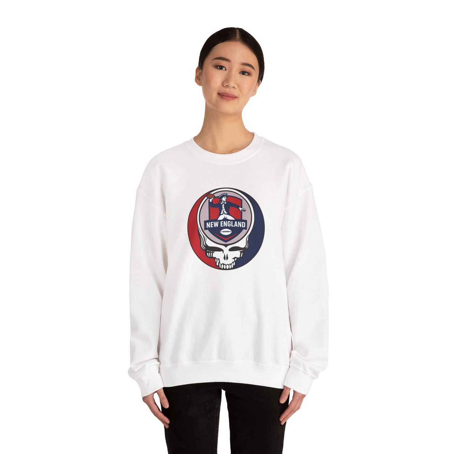 New England Football Grateful Dead Stealie Crewneck Sweatshirt - NFL