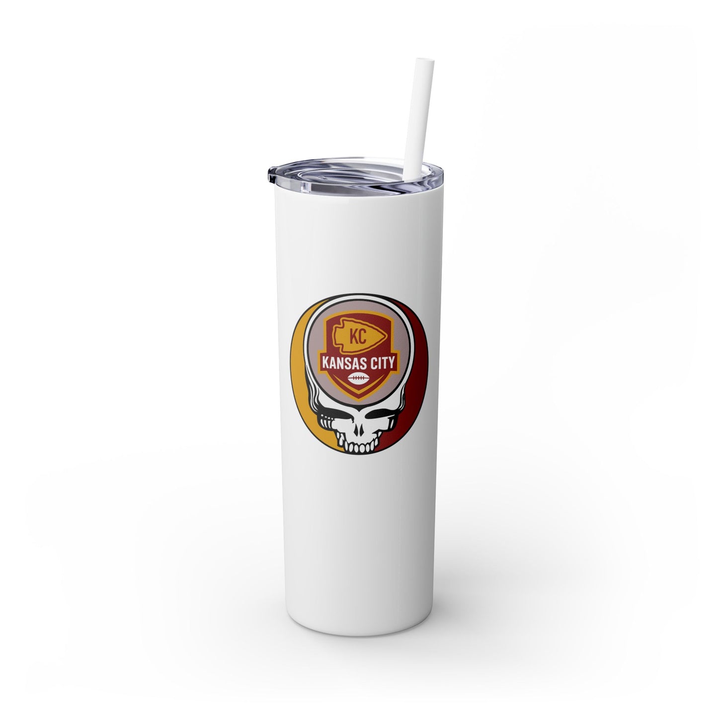 Kansas City Football Stealie Skinny Tumbler with Straw, 20oz - NFL