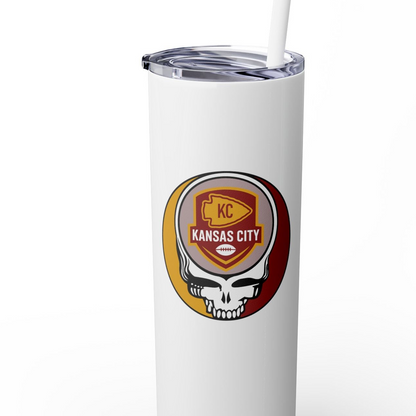 Kansas City Football Stealie Skinny Tumbler with Straw, 20oz - NFL