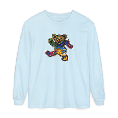 Patchwork Bear Double-Sided Vineyard Collection Garment-dyed Long Sleeve T-Shirt