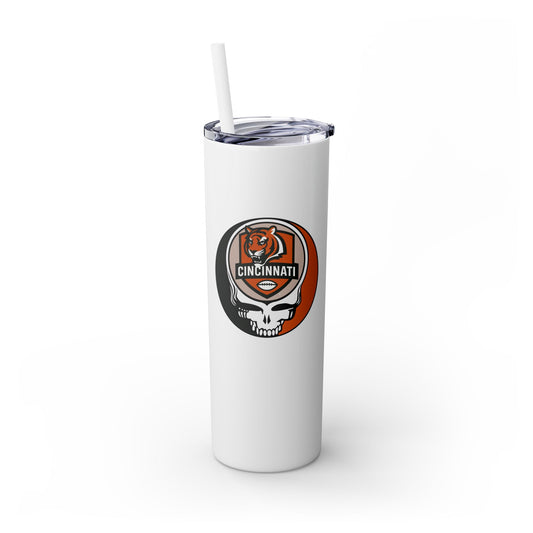 Cincinnati Football Stealie Skinny Tumbler with Straw, 20oz - NFL