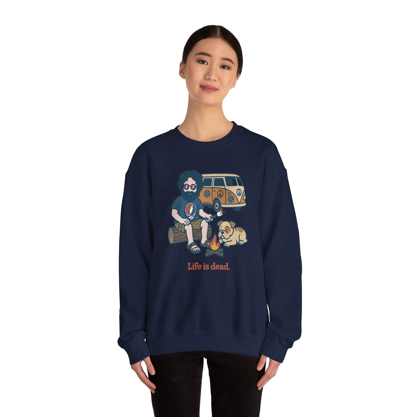 Jerry and Frank are Camping | Life is dead. Crewneck Sweatshirt