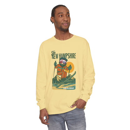 Ski New Hampshire - Life is dead. Mountain Collection Garment-Dyed Long Sleeve T-Shirt