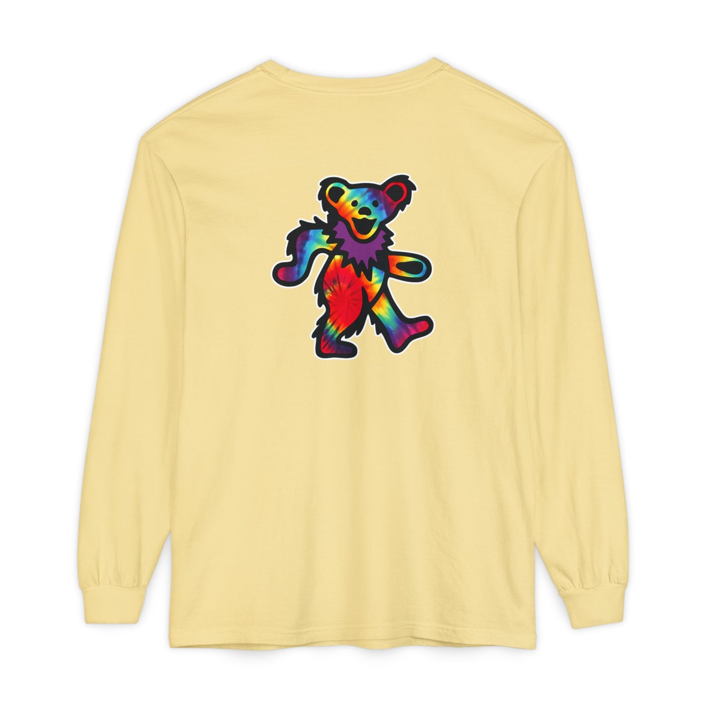 Grateful Dead Tie Dye Dancing Bear Two Sided Vineyard Collection Garment-dyed Long Sleeve T-Shirt
