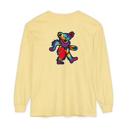 Grateful Dead Tie Dye Dancing Bear Two Sided Vineyard Collection Garment-dyed Long Sleeve T-Shirt