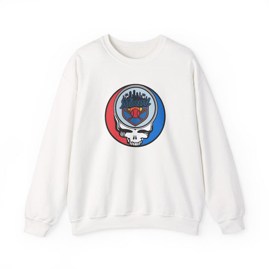 Miami Marlins Grateful Dead Stealie Crewneck Sweatshirt - MLB