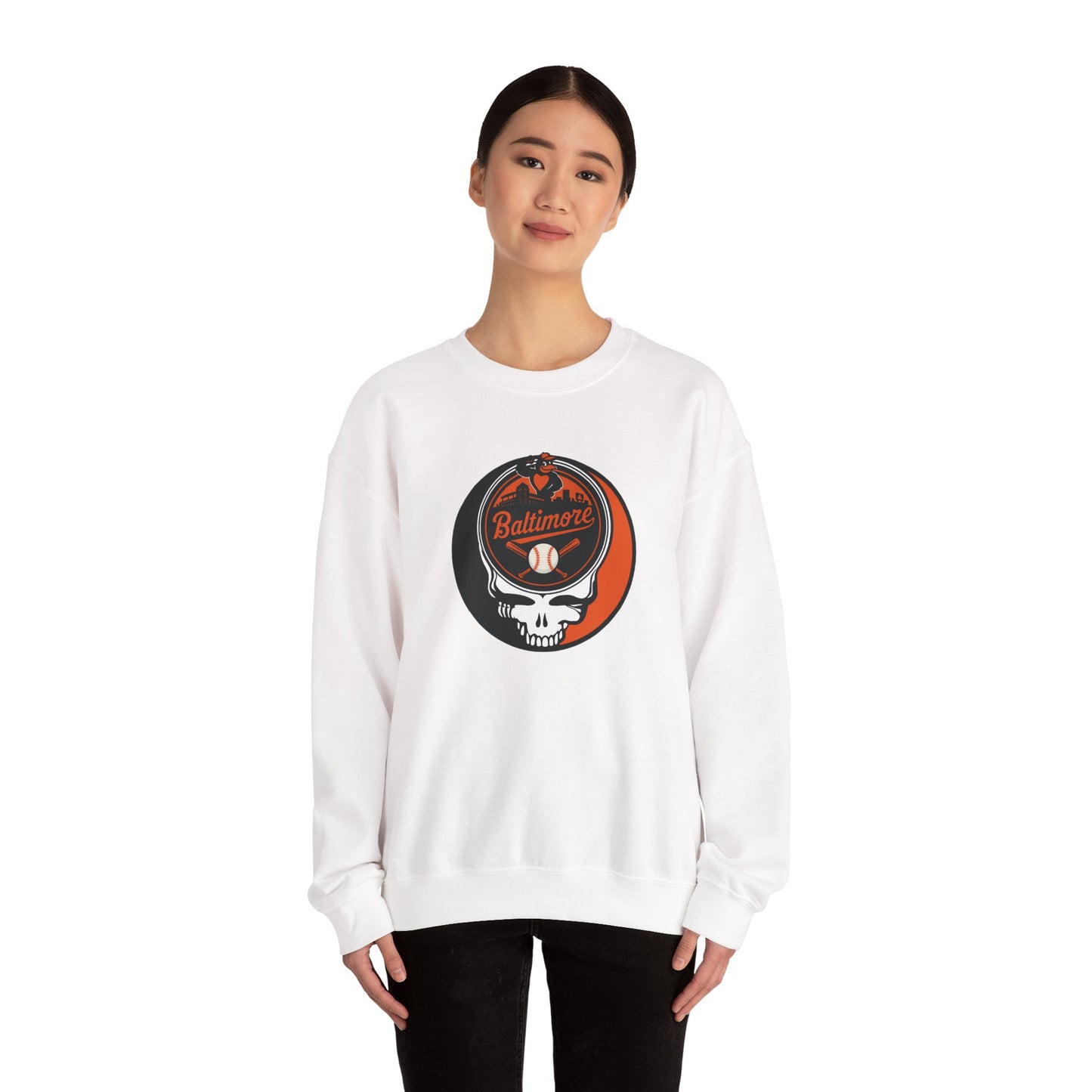 Baltimore Orioles Grateful Dead Stealie Crewneck Sweatshirt - MLB