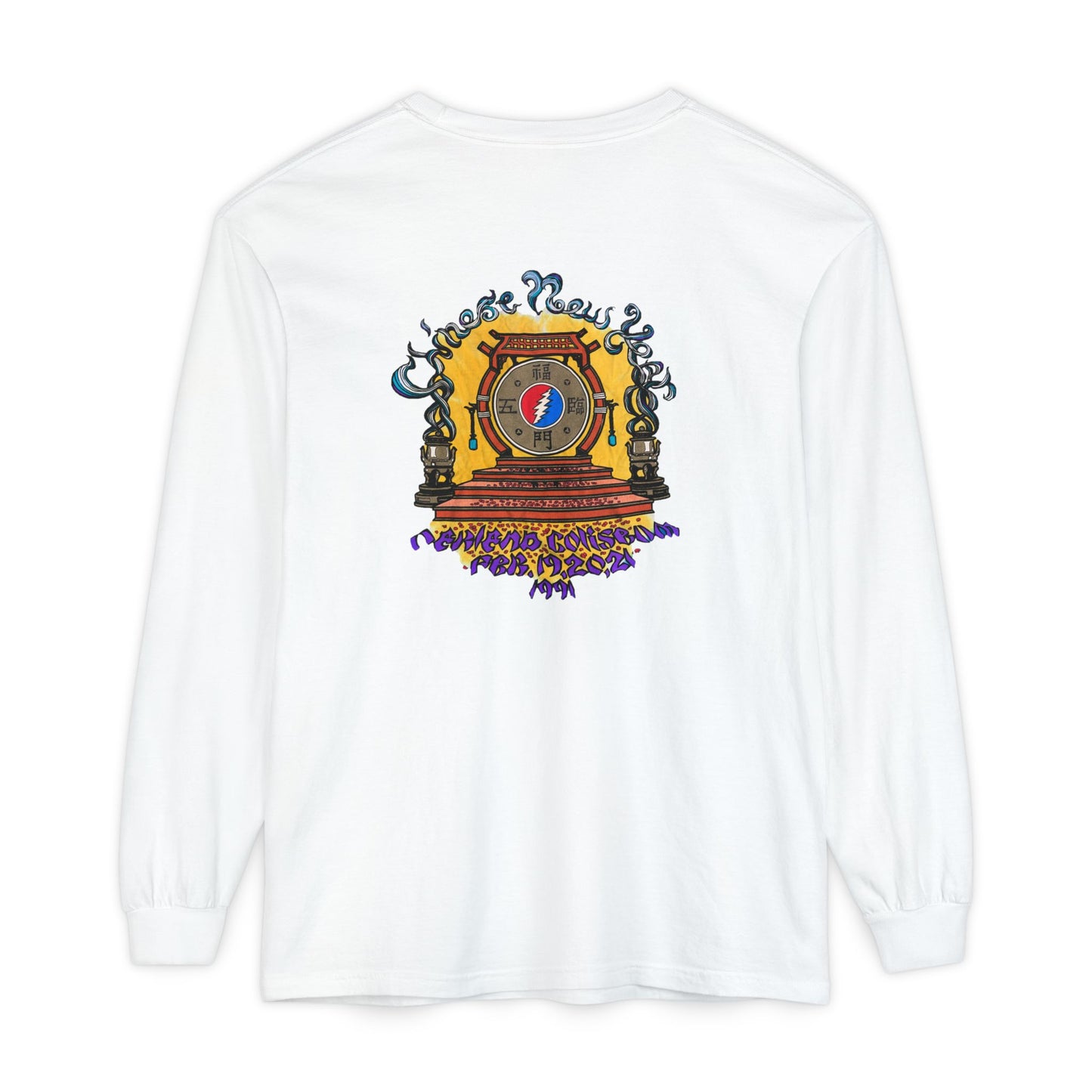 Grateful Dead Chinese New Year Concert Two-Sided Long-Sleeve Tee - Garment-dyed