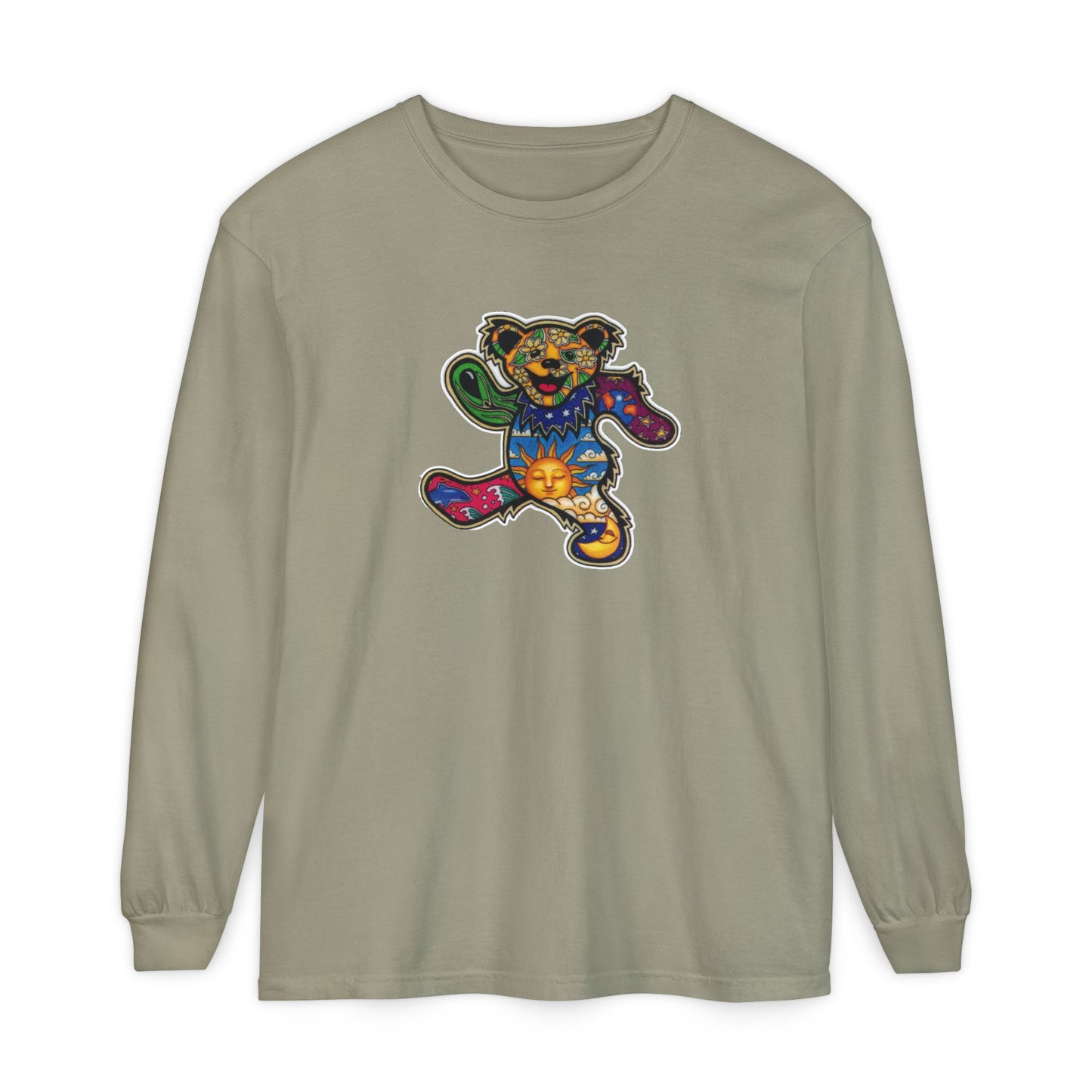 Patchwork Bear Double-Sided Vineyard Collection Garment-dyed Long Sleeve T-Shirt