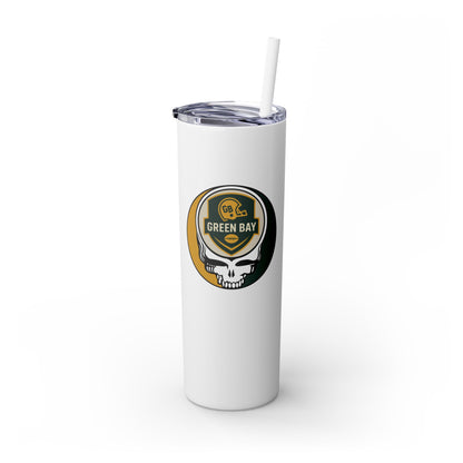 Green Bay Football Stealie Skinny Tumbler with Straw, 20oz